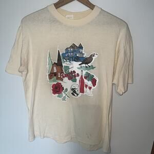 Vintage Santa Rosa T Shirt California Beige Single Stitch LARGE 80s 90s Wine
